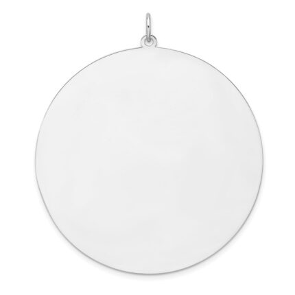 Sterling Silver Rhod-plated Eng. Rnd Polish Front/Satin Back Disc Charm