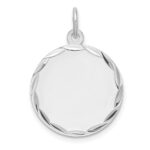 Sterling Silver Rhod-plated Eng. Rnd Polish Front/Back Disc Charm