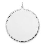 Sterling Silver Rhod-plated ENG. Round Polished Front/Back Disc Charm