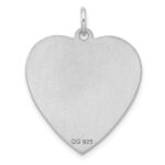 Sterling Silver Rhod-plated Eng. Heart Polish Front/Satin Back Disc Charm - Image 2