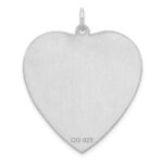 SS Rh-plt Engraveable Heart Polished Front/Satin Back Disc Charm - Image 2