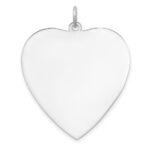 Sterling Silver Rhod-plated Eng. Heart Polish Front/Satin Back Disc Charm