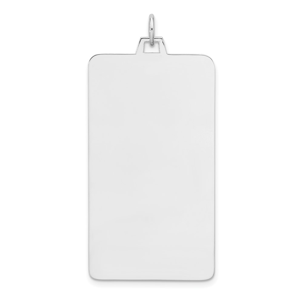 QM558-1.jpg Sterling Silver Rhod-plate Eng. Rect. Polish Front/Satin Back Disc Charm - Image 1