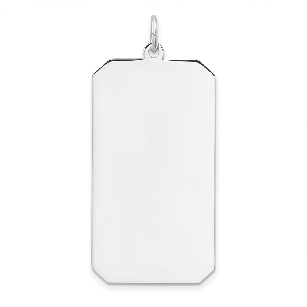 QM559-1.jpg Sterling Silver Rhod-plate Eng. Rect. Polish Front/Satin Back Disc Charm - Image 1