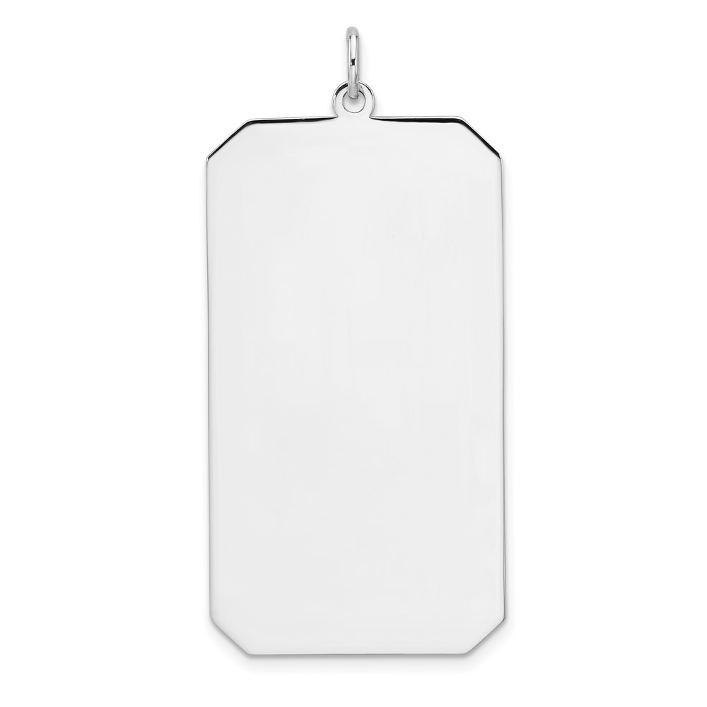 QM560-2.jpg Sterling Silver Rhod-plate Eng. Rect. Polish Front/Satin Back Disc Charm - Image 1