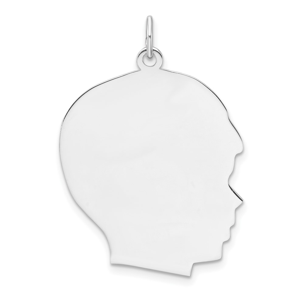 QM563.jpg Sterl Silver Rh-plt Engraveable Boy Polished Front/Satin Back Disc Charm - Image 1