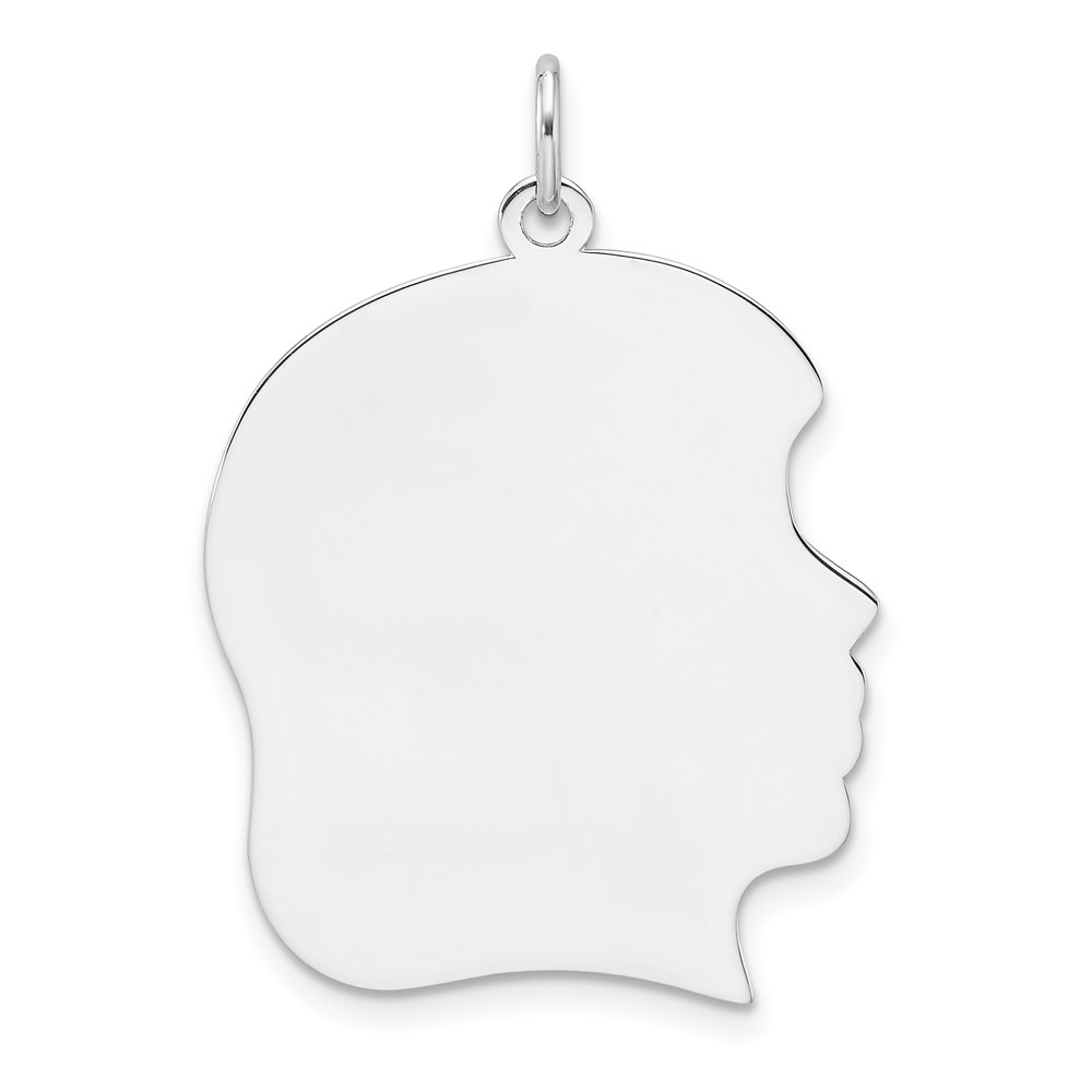 QM564P-2.jpg Sterling Silver Rh-plt Engraveable Girl Disc Charm Polish on Front/Back - Image 1