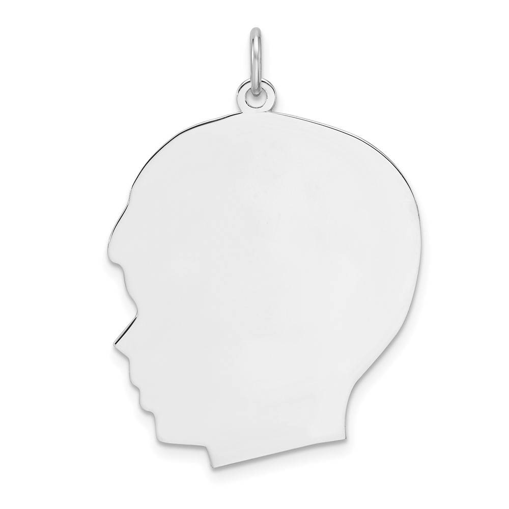 QM565P.jpg Sterling Silver Rhod-plate Eng. Boy Polished Front and Back Disc Charm - Image 1
