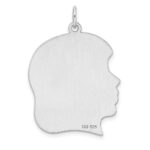 Sterling Silver Rhod-plate Eng. Girl Polished Front/Satin Back Disc Charm - Image 2