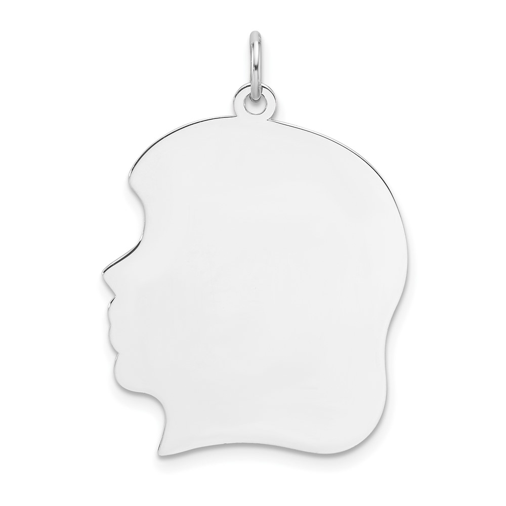 QM566.jpg Sterling Silver Rhod-plate Eng. Girl Polished Front/Satin Back Disc Charm - Image 1