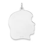 Sterling Silver Rhodium Plated Girl Polished Front and Back Disc Charm - Image 2