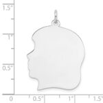 Sterling Silver Rhodium Plated Girl Polished Front and Back Disc Charm - Image 3