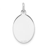Sterl Silver Rh-plt Engraveable Oval Polished Front/Satin Back Disc Charm - Image 2