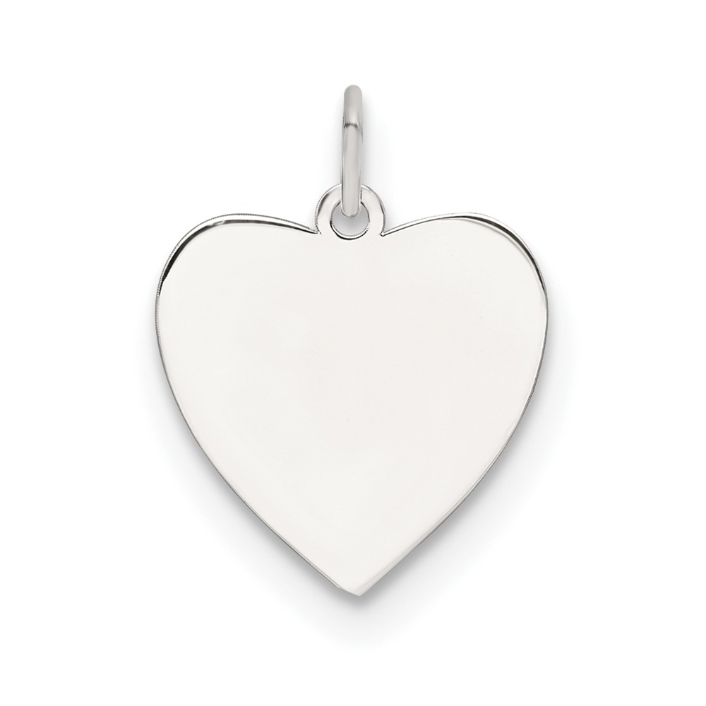 QM569-1.jpg SS Rh-plt Engraveable Heart Polished Front/Satin Back Disc Charm - Image 1