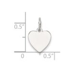 SS Rh-plt Engraveable Heart Polished Front/Satin Back Disc Charm - Image 4