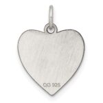 Sterling Silver Rhod-plated Eng. Heart Polish Front/Satin Back Disc Charm - Image 2