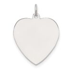 SS Rh-plt Engraveable Heart Polished Front/Satin Back Disc Charm