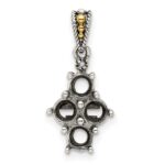 Sterling Silver Antiqued w/14k 4-stone w/Diamond Mothers Pendant Semi-Mount - Image 5
