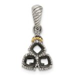Sterling Silver Antiqued w/14k 3-stone w/Diamond Mothers Pendant Semi-Mount - Image 5