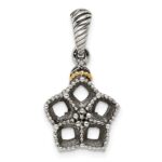 Sterling Silver Antiqued w/14k 5-stone w/Diamond Mothers Pendant Semi-Mount - Image 5