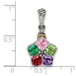 Sterling Silver Antiqued w/14k 5-stone w/Diamond Mothers Pendant Semi-Mount - Image 6