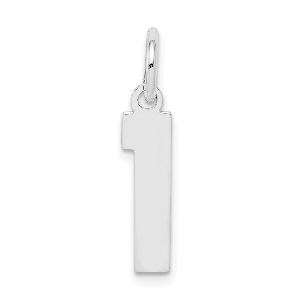 QMS01.jpg Sterling Silver/Rhodium-plated Polished Number 1 Charm - Image 1