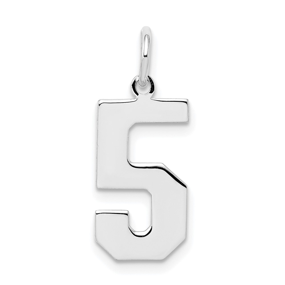 QMS05.jpg Sterling Silver/Rhodium-plated Polished Number 5 Charm - Image 1