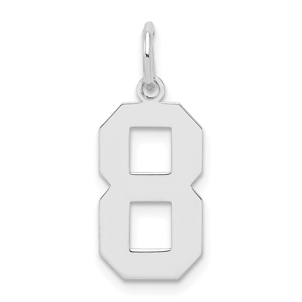 QMS08.jpg Sterling Silver/Rhodium-plated Polished Number 8 Charm - Image 1