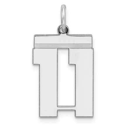 Sterling/Silver Rhodium-plated Polished Number 11 Charm