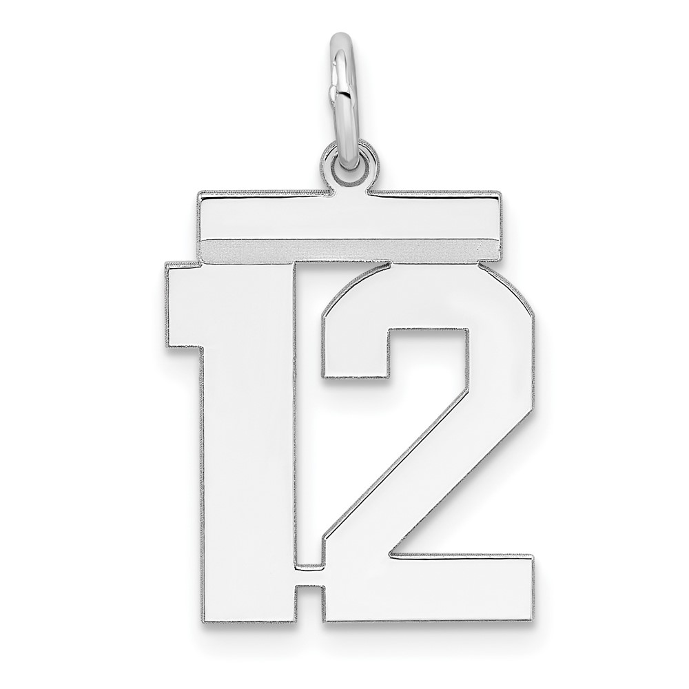 QMS12.jpg Sterling/Silver Rhodium-plated Polished Number 12 Charm - Image 1