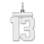 Sterling/Silver Rhodium-plated Polished Number 13 Charm