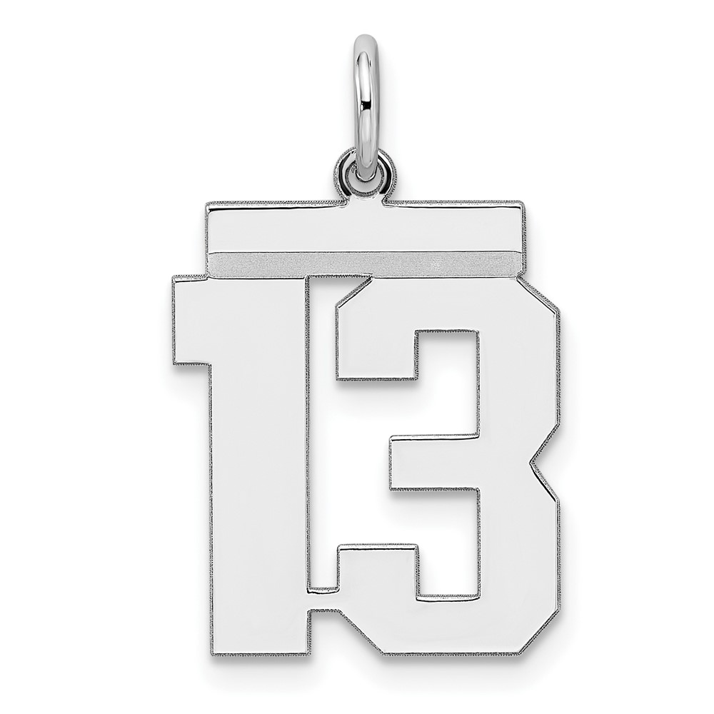 QMS13.jpg Sterling/Silver Rhodium-plated Polished Number 13 Charm - Image 1