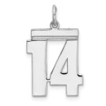 Sterling/Silver Rhodium-plated Polished Number 14 Charm