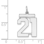 Sterling/Silver Rhodium-plated Polished Number 21 Charm - Image 3
