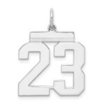 Sterling Silver/Rhodium-plated Polished Number 23 Charm
