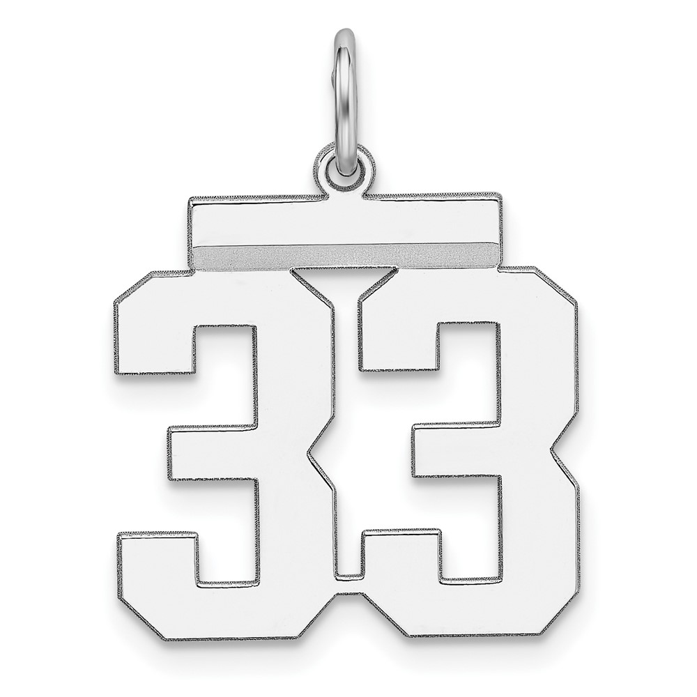 QMS33.jpg Sterling/Silver Rhodium-plated Polished Number 33 Charm - Image 1