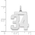Sterling/Silver Rhodium-plated Polished Number 34 Charm - Image 2