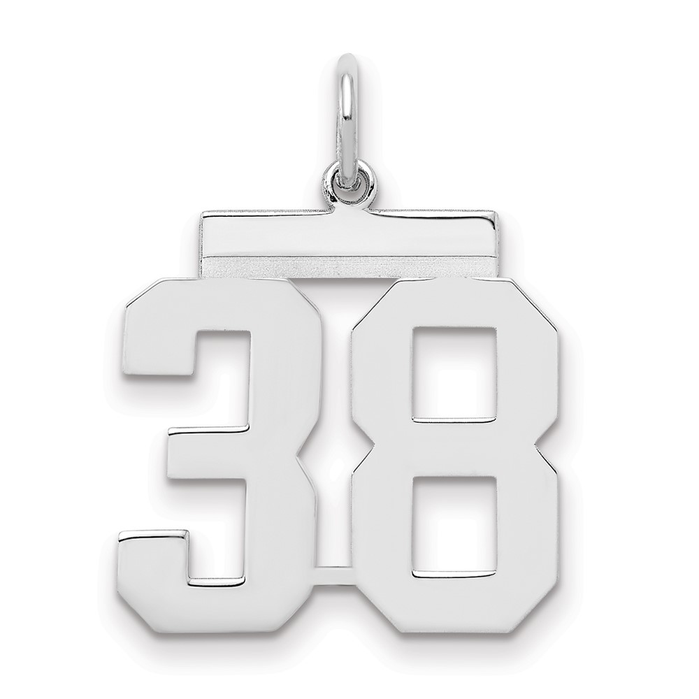 QMS38.jpg Sterling/Silver Rhodium-plated Polished Number 38 Charm - Image 1