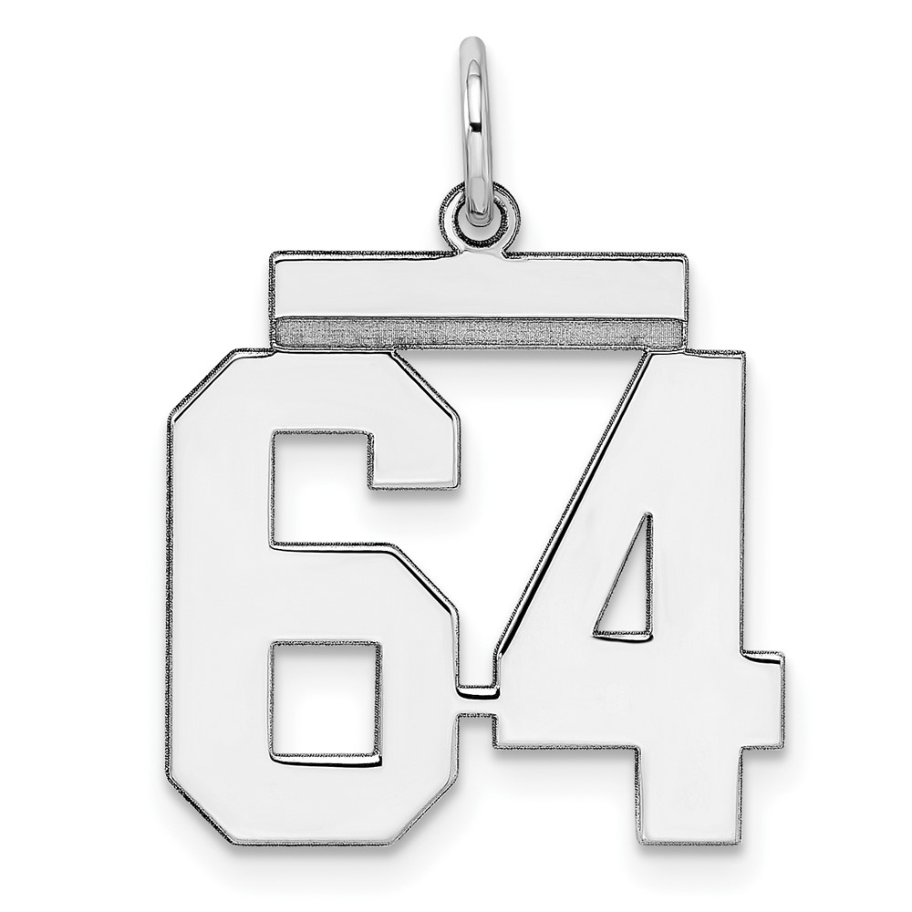 QMS64.jpg Sterling/Silver Rhodium-plated Polished Number 64 Charm - Image 1
