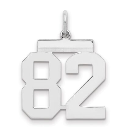Sterling/Silver Rhodium-plated Polished Number 82 Charm