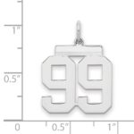Sterling/Silver Rhodium-plated Polished Number 99 Charm - Image 2