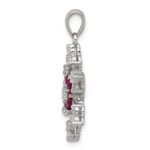 Sterling Silver Rhodium-plated Created Ruby and CZ Snowflake Charm - Image 2