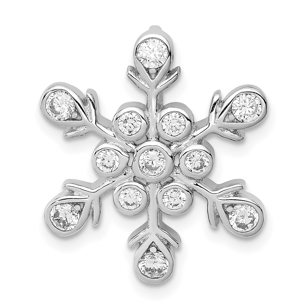 QP1127.jpg Sterling Silver Rhodium-plated CZ Snowflake Chain Slide - Image 1