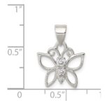 Sterling Silver CZ Butterfly Pendant - Image 3