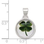 Sterling Silver 4 Leaf Clover Clear Enamel Pendant - Image 3