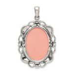 Sterling Silver Antiqued Marcasite Plastic Pink Cameo Pendant - Image 4