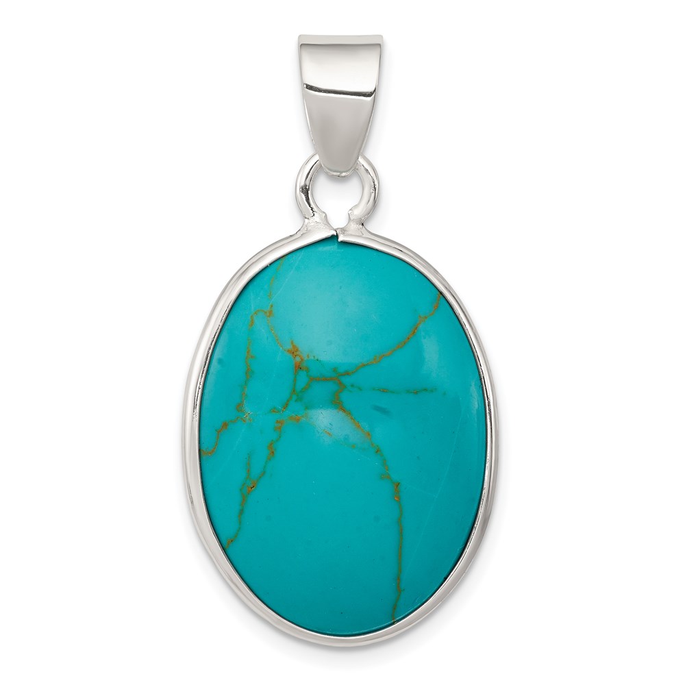 QP1323.jpg Sterling Silver Oval Turquoise Pendant - Image 1