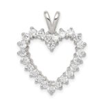 Sterling Silver Rhodium-plated CZ Heart Pendant