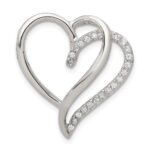 Sterling Silver Rhodium-plated CZ Heart Pendant