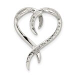 Sterling Silver Rhodium-plated CZ Heart Chain Slide - Image 4